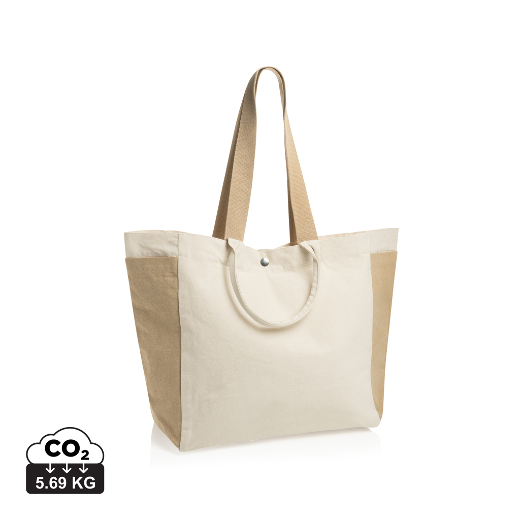 Cabas personnalisé en toile recyclée à double anse Beau Blanc cassé
